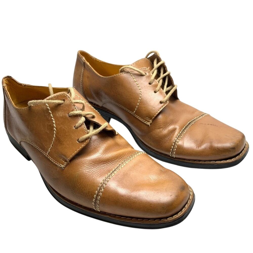 Sandro Moscoloni Beige Tan Mens Lace Up Oxfords Leather Dress Shoes sz 9 D